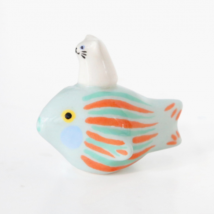 Multicolored Cat-Fish Ceramic Decoration from Dodo Toucan