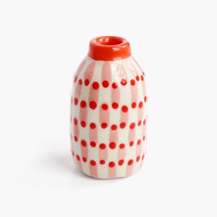 Ceramic Mini Vase with Pink Stripes from Dodo Toucan