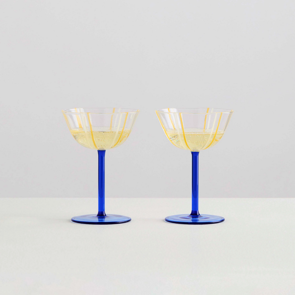 Maison Balzac Azure & Yellow GRAND SOLEIL COUPES - Set of Two Glasses
