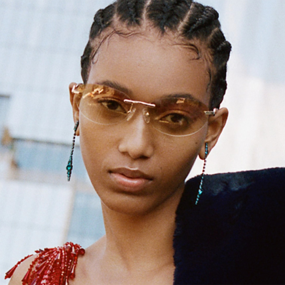 Rimless top oval sunglasses