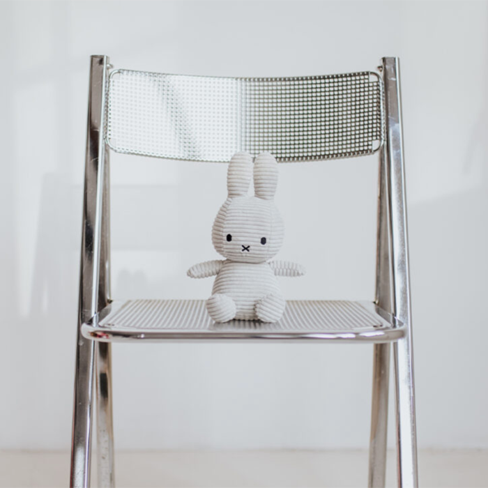 Miffy Corduroy Plush Toy - Soft Grey - 23cm