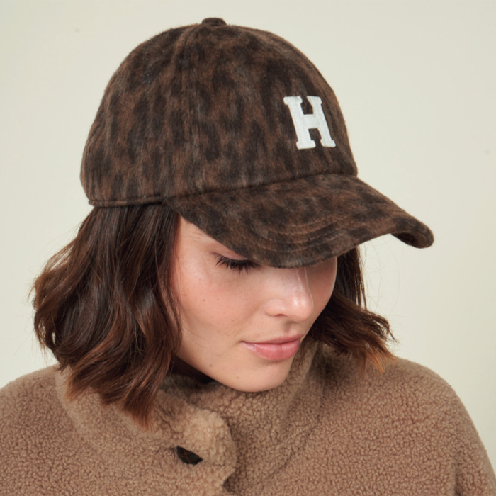 Hartford Brown Leopard Print Wool Cap