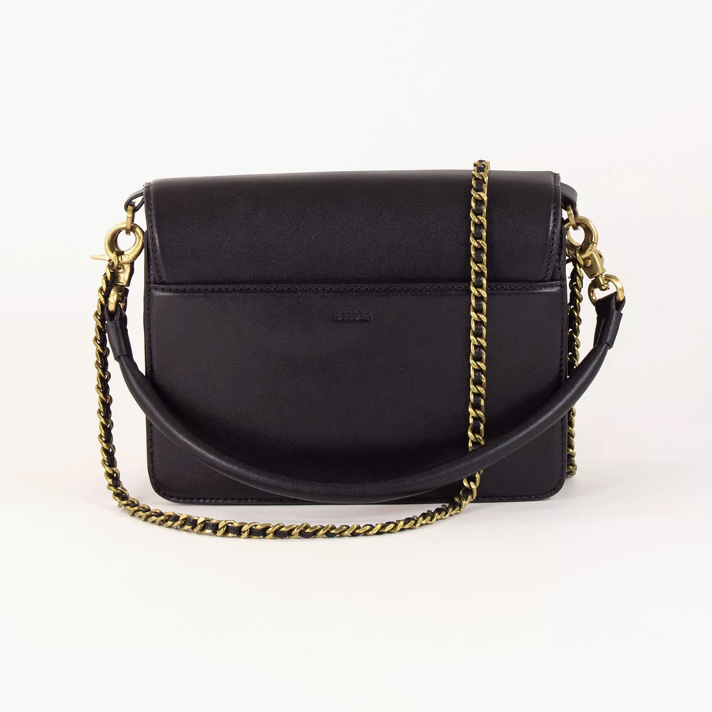Theao Black Leather Handbag