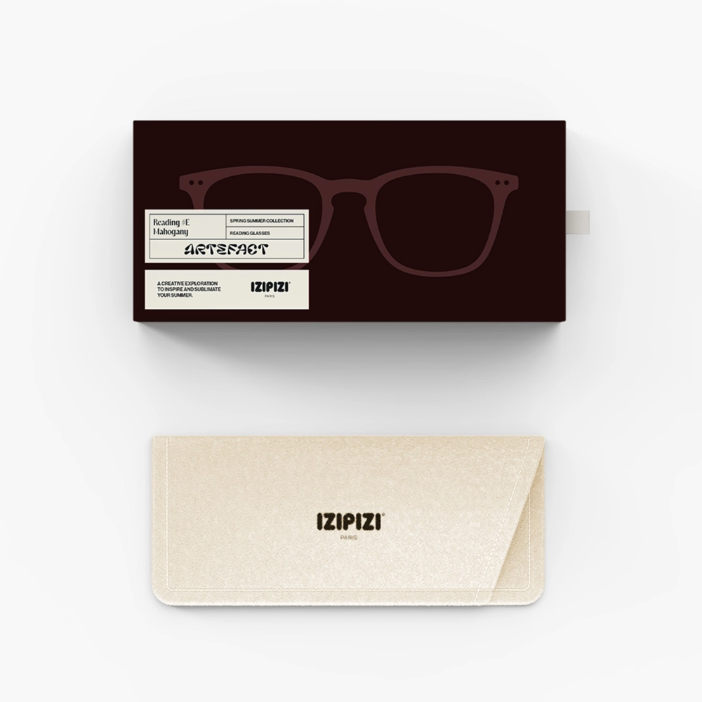 IZIPIZI Trapezoid Mahogany Reading Glasses - Style E