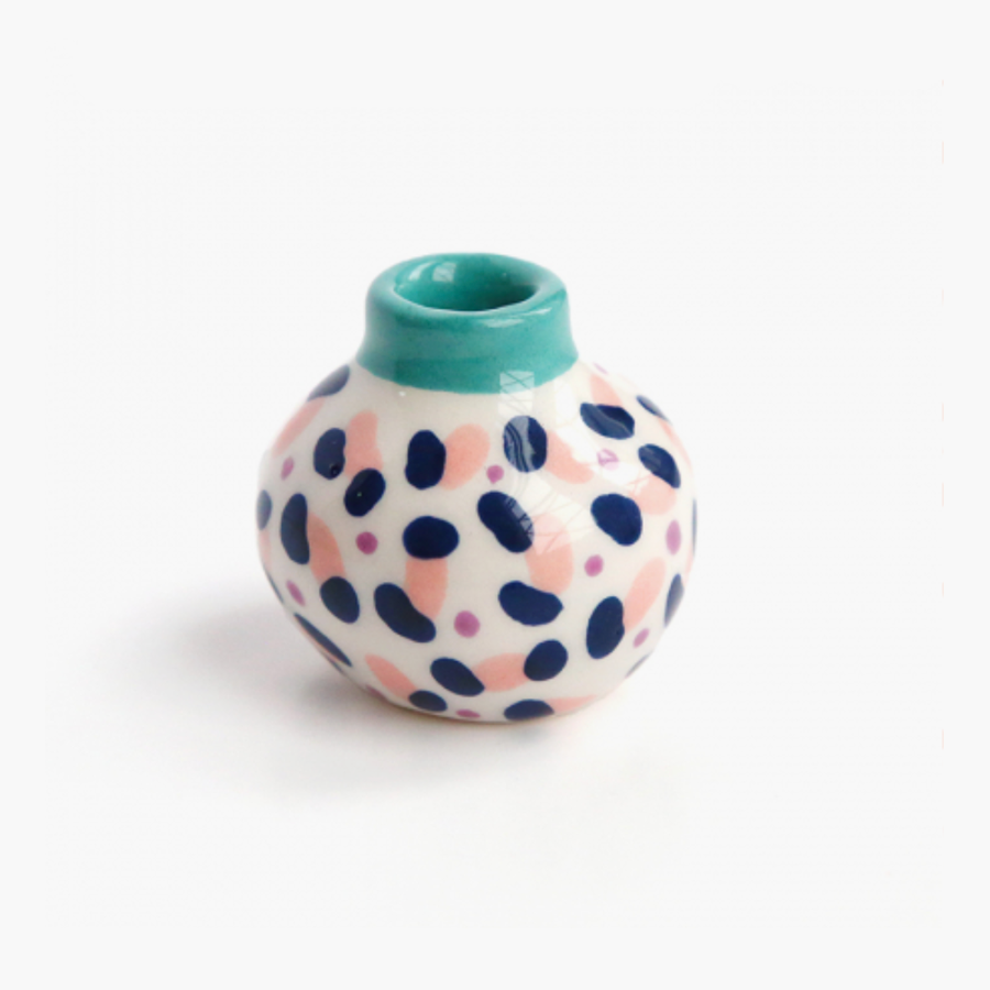 Ceramic Mini Vase with Pink Confetti pattern from Dodo Toucan