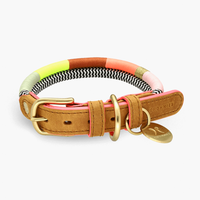 Chommies Adjustable Leather + Rope Dog Collar - Multicolor Popsicle