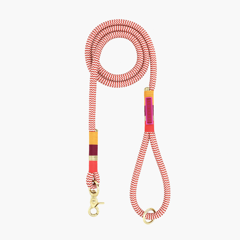 Chommies Everyday Red Rope Dog Leash - Candy Cane