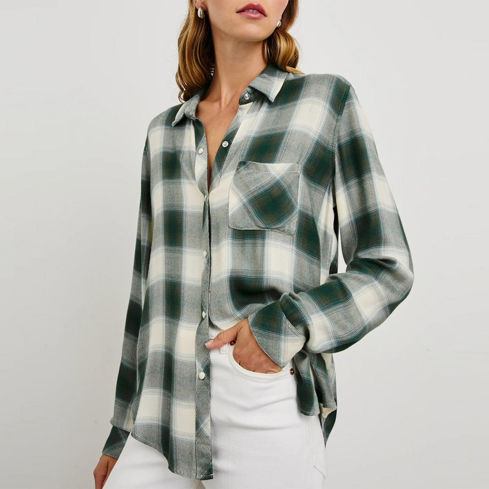 Rails Hunter Plaid Shirt - Ivory Olive Teal