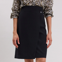 HARTFORD Jonka Black Crepe Wrap Skirt - Midi Length