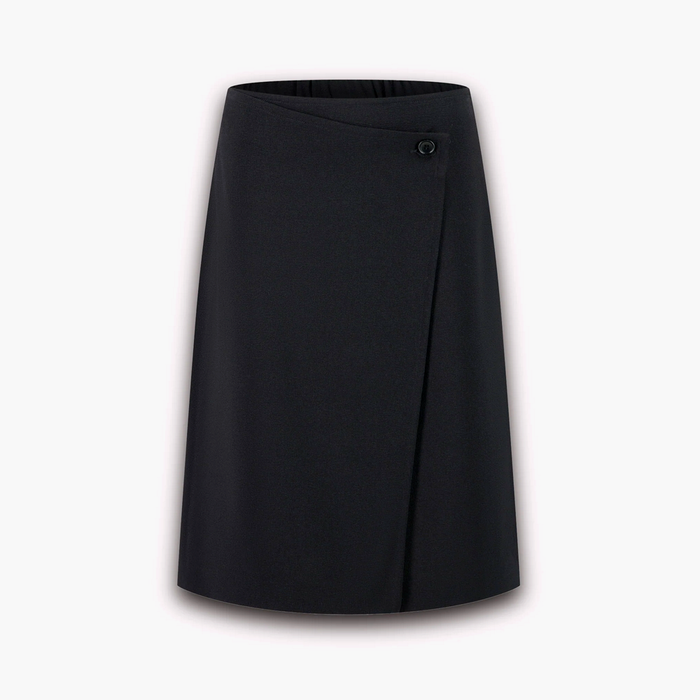 HARTFORD Jonka Black Crepe Wrap Skirt - Midi Length