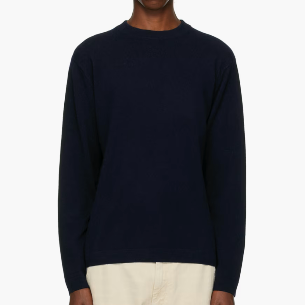 LISA YANG Mason Navy Cashmere Crew Neck Mens Sweater