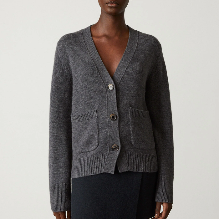 LISA YANG Danni Graphite Grey Organic Cashmere Cardigan