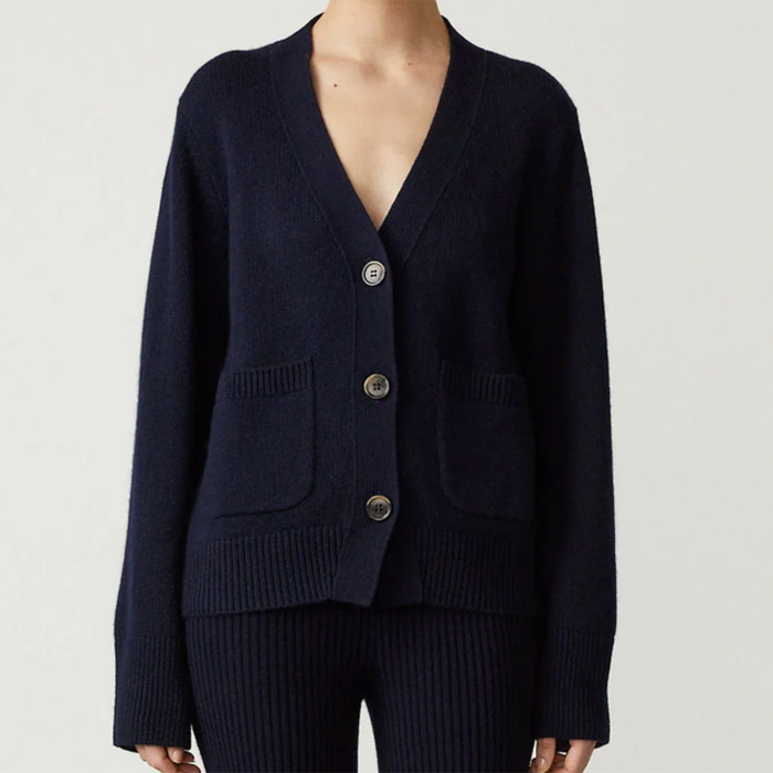 LISA YANG Danni Navy Organic Cashmere Cardigan