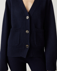 LISA YANG Danni Navy Organic Cashmere Cardigan