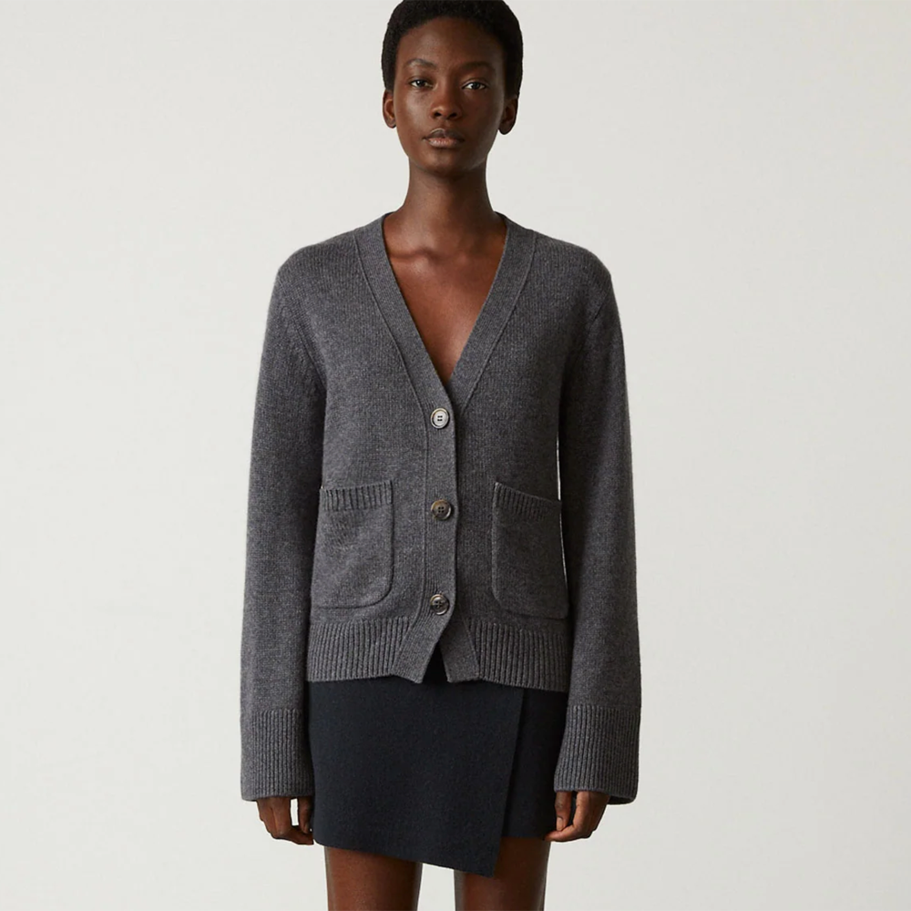 LISA YANG Danni Graphite Grey Organic Cashmere Cardigan