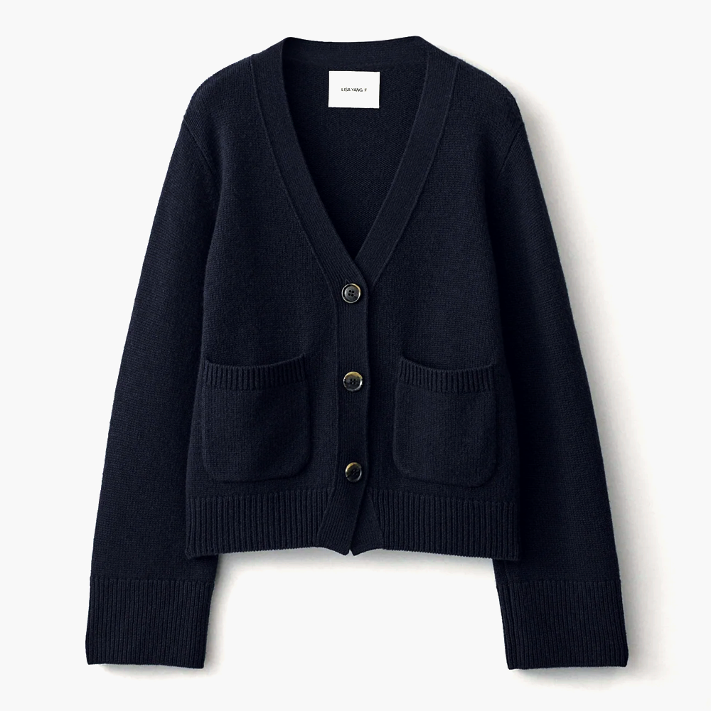 LISA YANG Danni Navy Organic Cashmere Cardigan