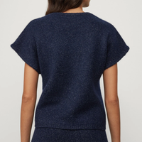 LISA YANG Lorena Navy Sparkle Cashmere Top