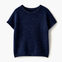 LISA YANG Lorena Navy Sparkle Cashmere Top