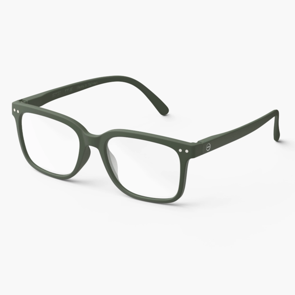 IZIPIZI Rectangular Kaki Green Reading Glasses - Style L