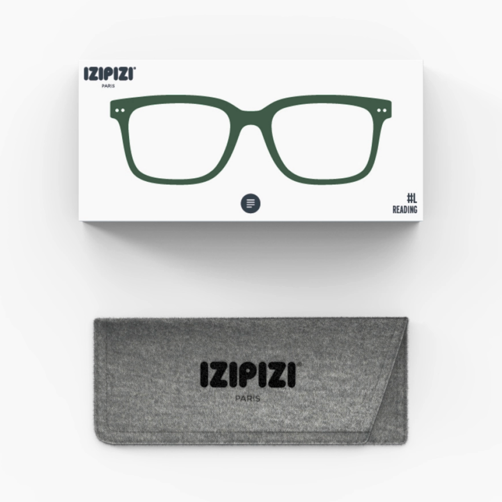 IZIPIZI Rectangular Kaki Green Reading Glasses - Style L