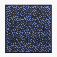 Hartford Leopard Print Wool Scarf in Navy Blue