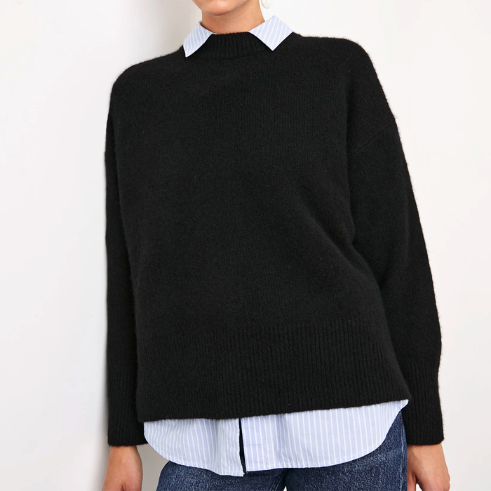 Rails Miranda Black Cashmere / Silk Crewneck Sweater