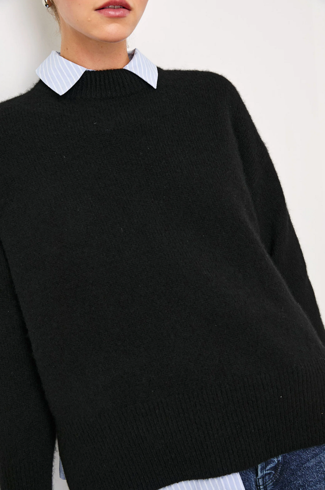 Rails Miranda Black Cashmere / Silk Crewneck Sweater