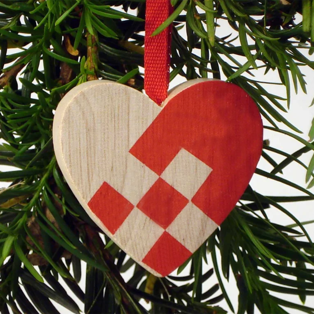 Swedish Wooden Heart Christmas Tree Ornament