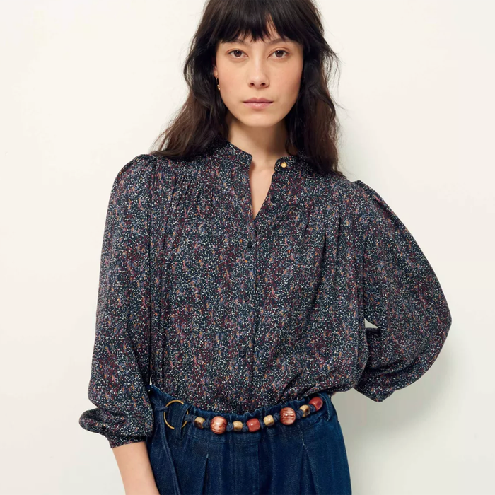 Sessùn Leonce - Silky Viscose Printed Blouse - Navy