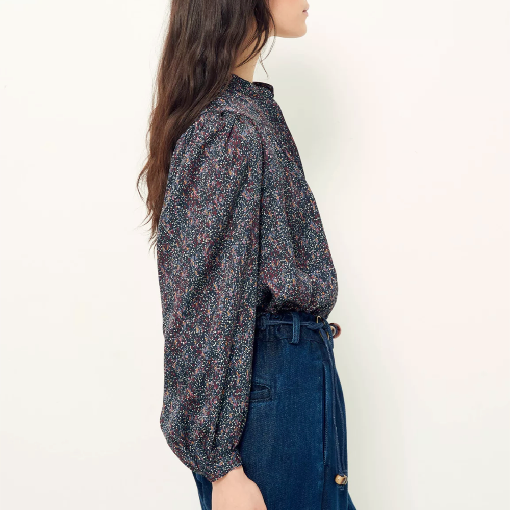 Sessùn Leonce - Silky Viscose Printed Blouse - Navy