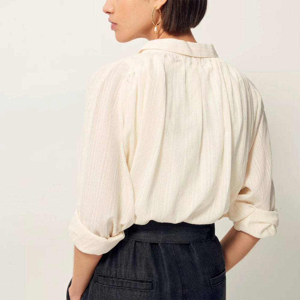 Sessùn Stael - Cream Cotton/Viscose Striped Jacquard Shirt