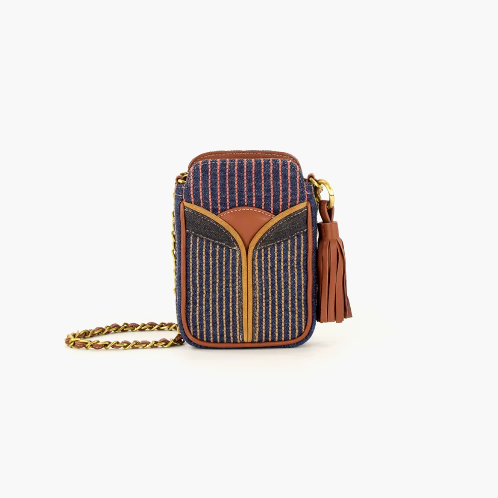 Sessùn Divia Denim & Leather Phone Pouch