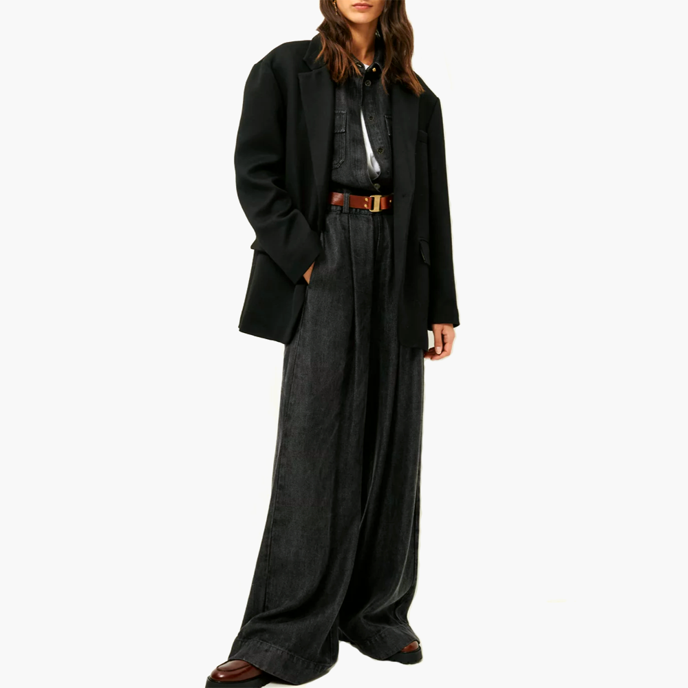 Sessùn Rinim - Black Denim Wide-Leg Pants