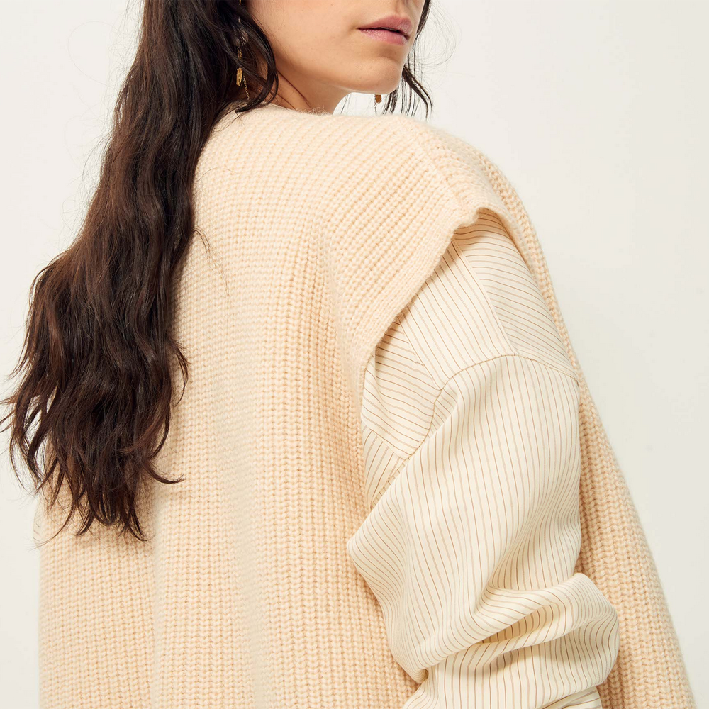 Sessùn Aragon - Oversized Buttoned Knit Vest - Cream