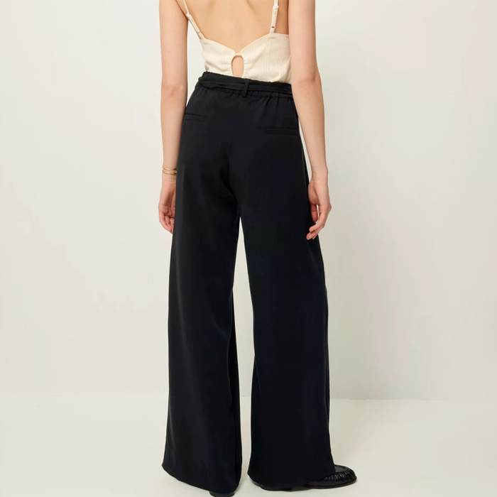 Sessùn Rim - Black Wide-Leg Fluid Pants