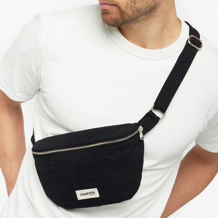 Rive Droite Custine Crossbody Waist Bag - Black Recycled Cotton Canvas