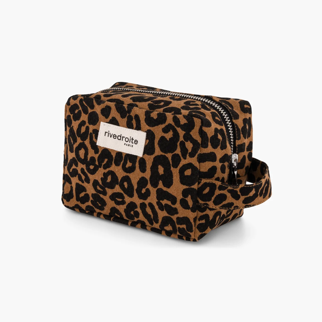 Rive Droite Tournelles Leopard Print Makeup Bag - Recycled Cotton Canvas