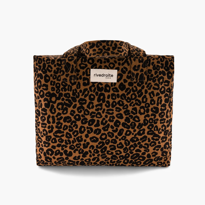 Rive Droite Célestin Leoprad Print Recycled Cotton Canvas 24-hr Bag