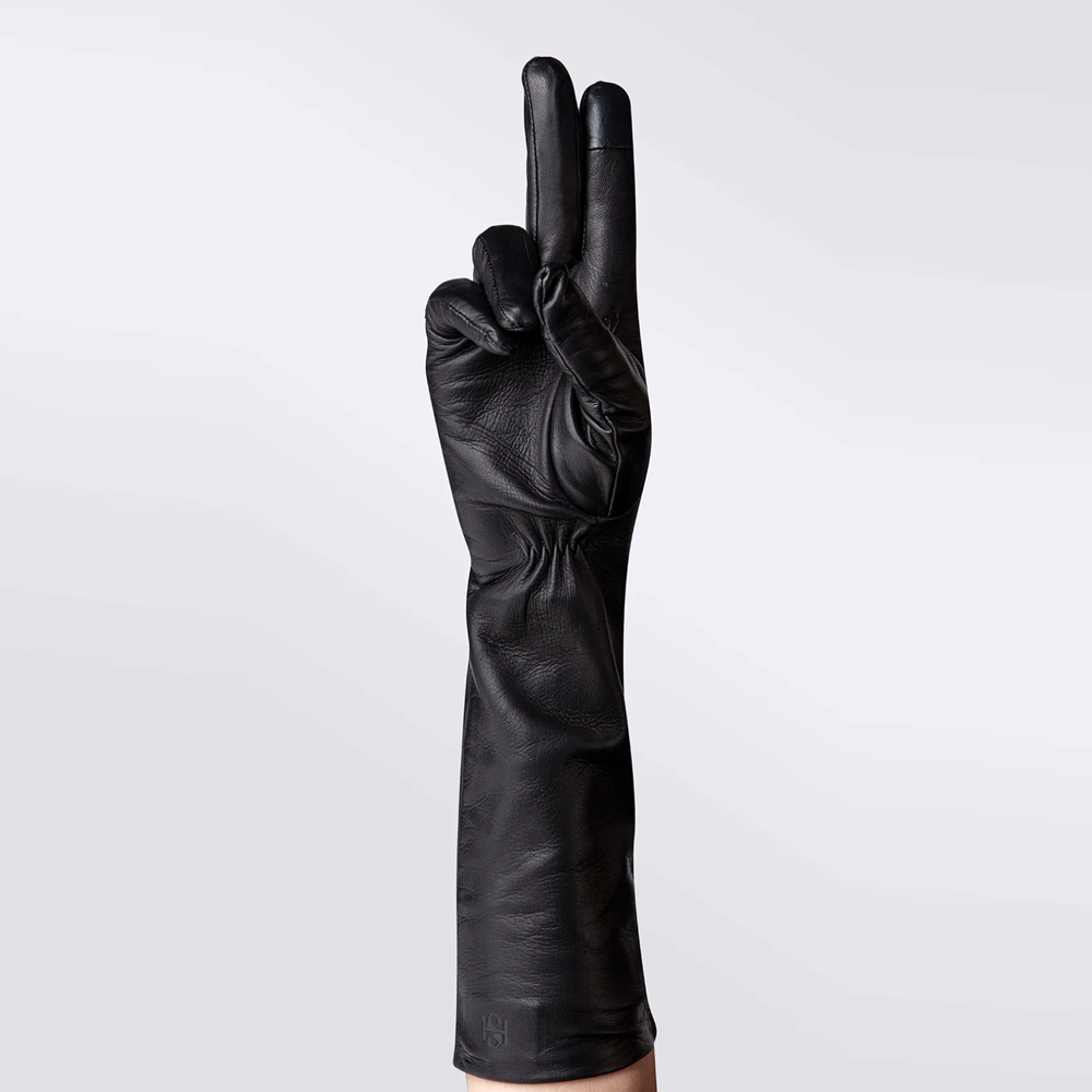 Handsome Stockholm - Essentials Long Black Womens Leather Gloves