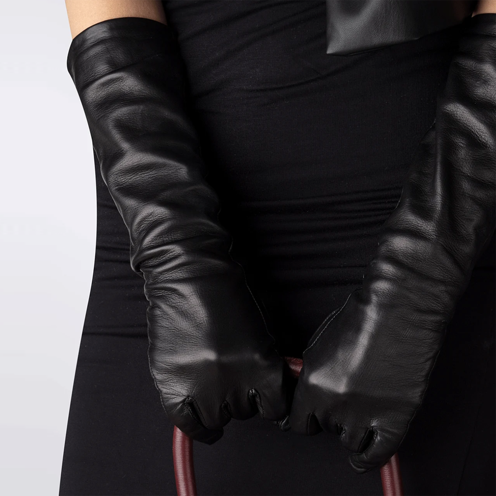 Handsome Stockholm - Essentials Long Black Womens Leather Gloves