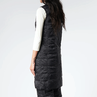 TAION Womens Black Long V-Neck Down Vest