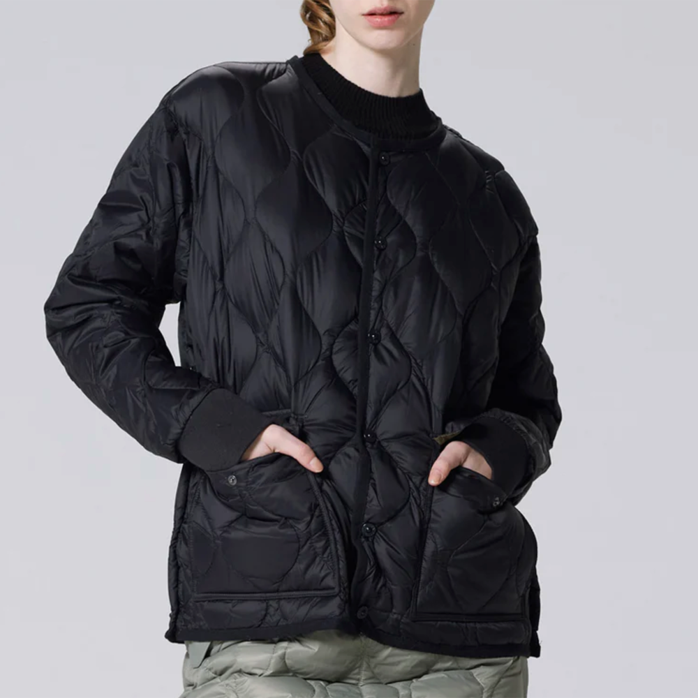 TAION Military Soft Shell Oversized Crew Neck Down Jacket - Black