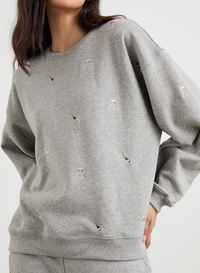 Rails Champagne Embroidery Sweatshirt - Heather Grey