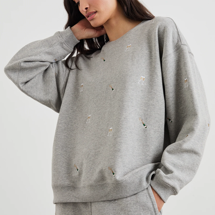 Rails Champagne Embroidery Sweatshirt - Heather Grey