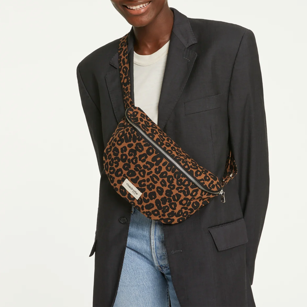 Rive Droite Leopard Print Crossbody Waist Bag - Recycled Cotton Canvas