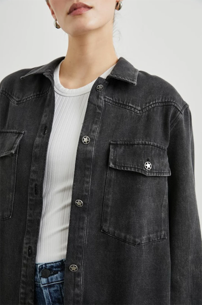 Rails August Faded Black Denim Shirt Jacket