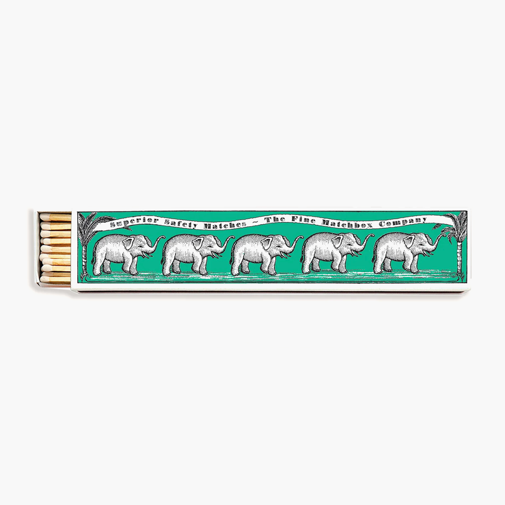 Archivist Gallery Long Safety Matches - Green Elephants