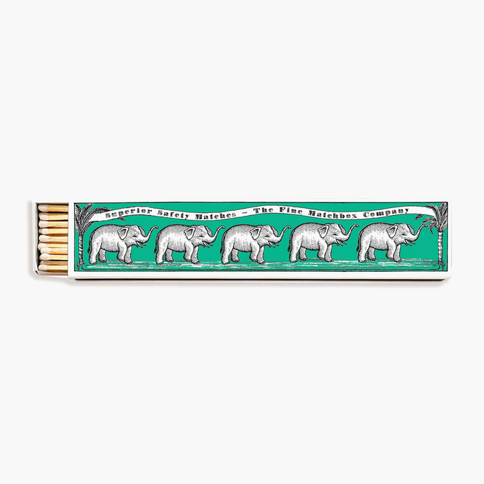 Archivist Gallery Long Safety Matches - Green Elephants