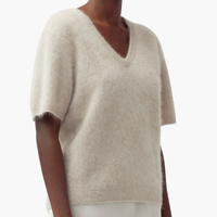 LISA YANG Lovisa Sand Brushed Cashmere Short Sleeve Sweater