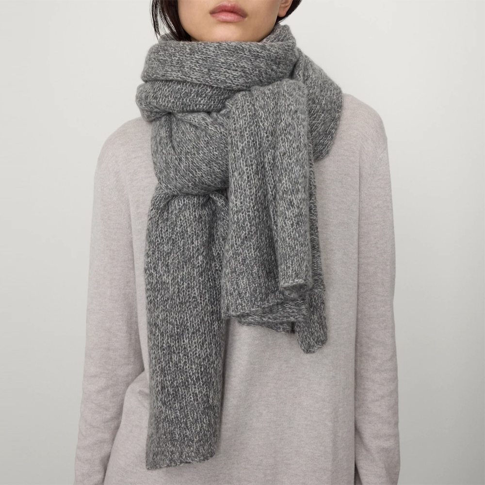 LISA YANG Ulla Cashmere/Silk Long Scarf -  Soft Marble Grey